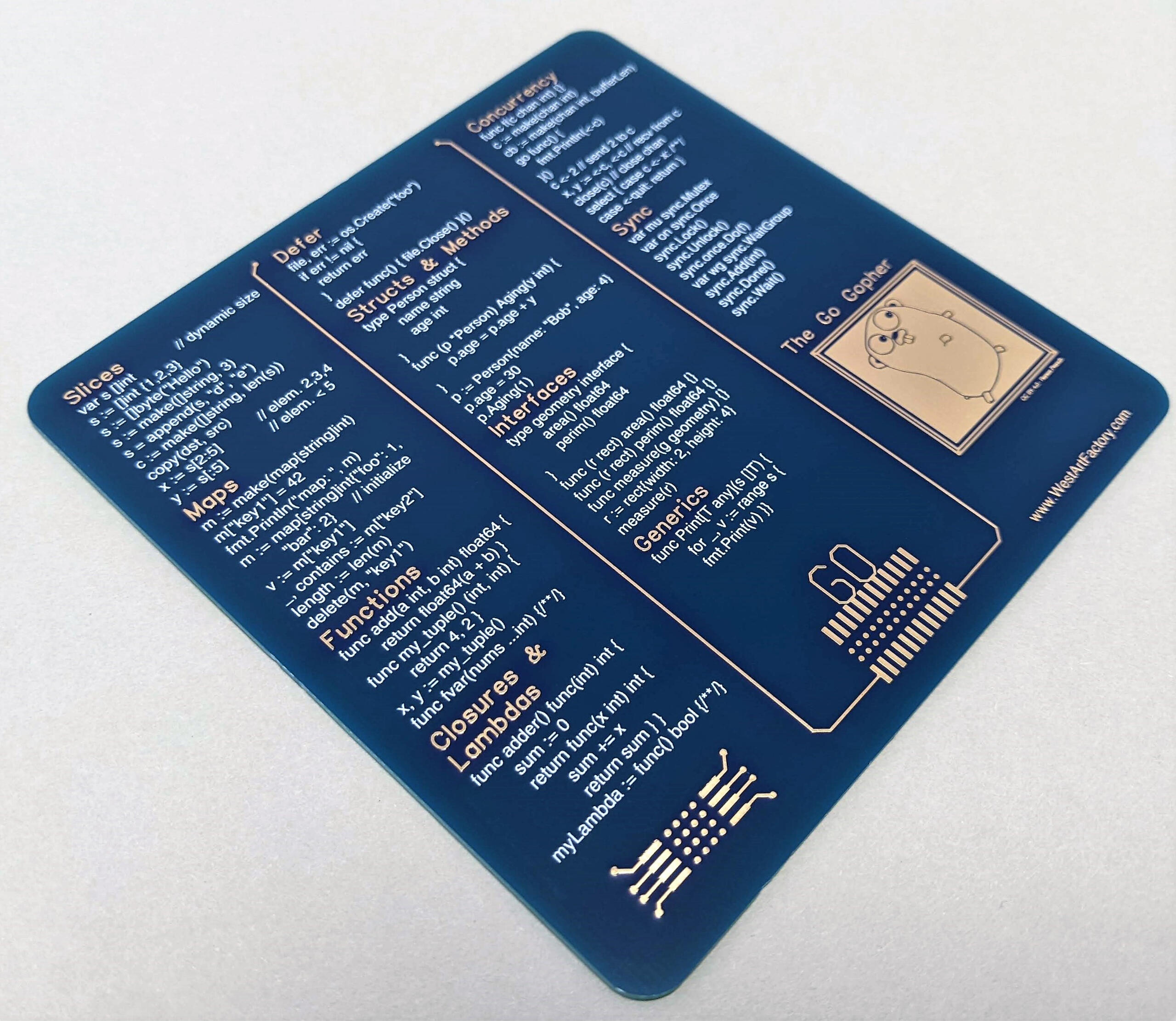 Blue Go Cheat-Sheet on a real PCB - Back