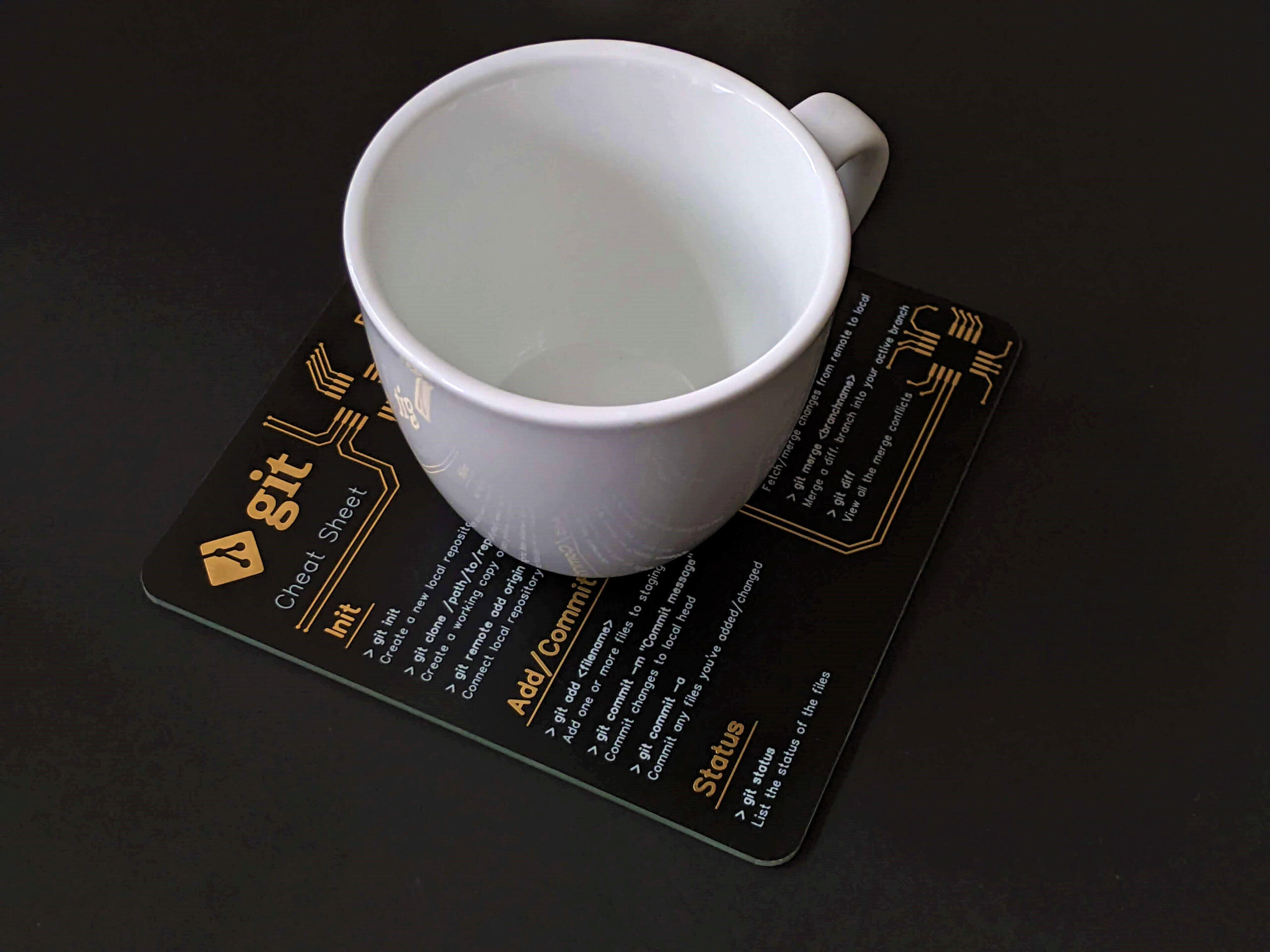 Black GIT Cheat-Sheet on a real PCB - Cup