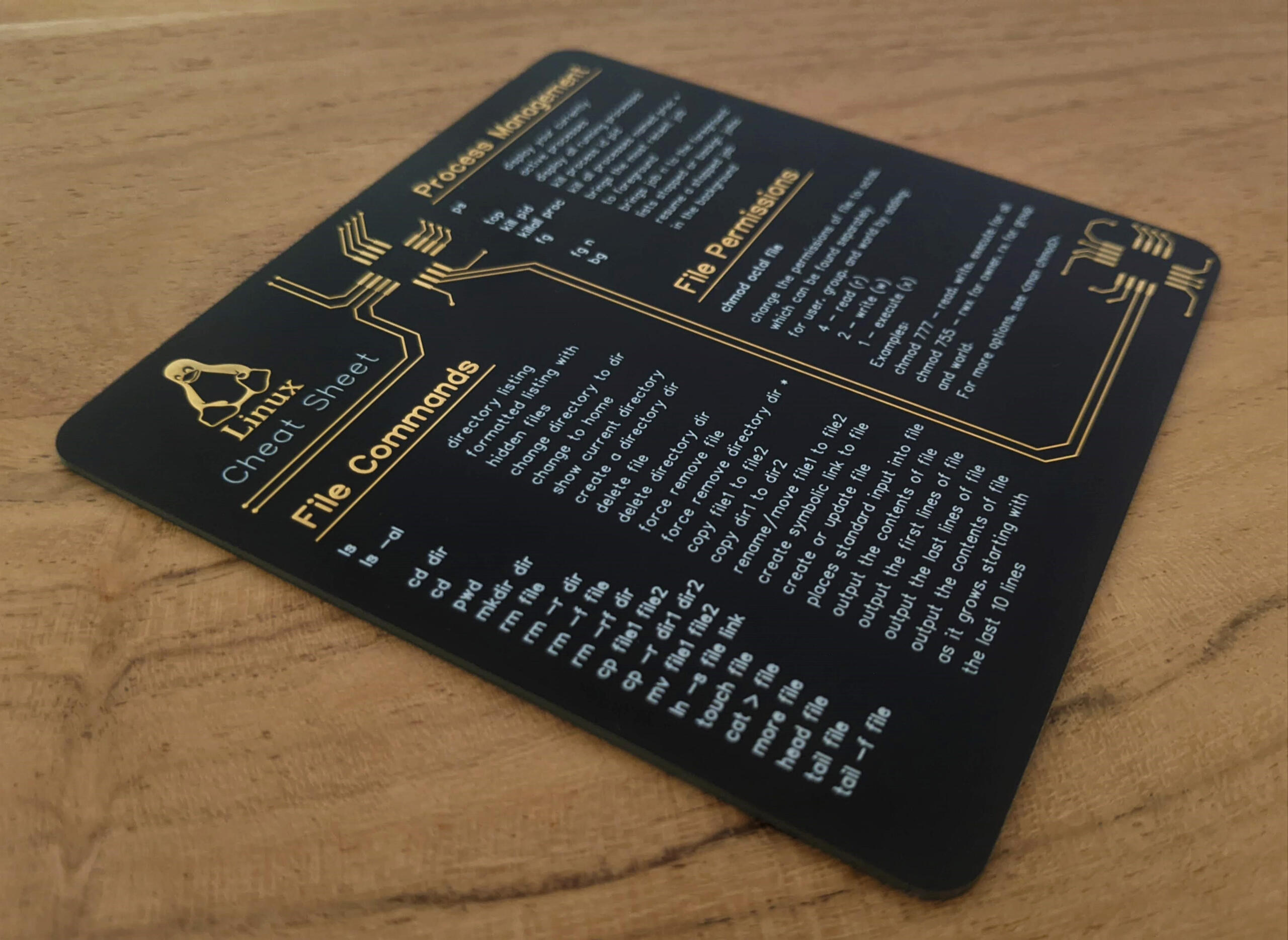 Black Linux Cheat-Sheet on a real PCB - Top